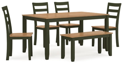 Mesa de comedor Gesthaven con 4 sillas y banco (juego de 6)