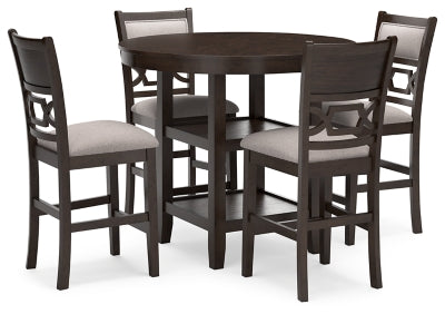 Mesa de comedor alta Langwest y 4 taburetes (juego de 5) - Marrón