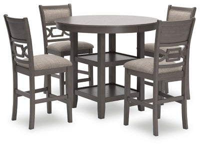 Mesa de comedor Wrenning de altura de mostrador y 4 taburetes (juego de 5) - Gris