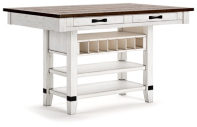 Mesa de comedor de altura de mostrador Valebeck - Blanco/Marrón
