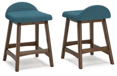 Lyncott Counter Height Bar Stool - Blue/Brown
