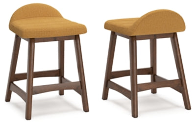 Lyncott Counter Height Bar Stool - Mustard/Brown