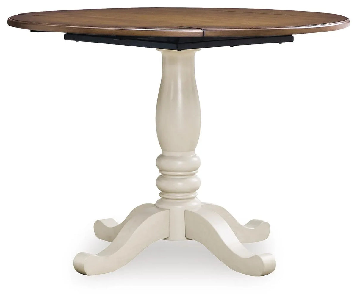 Mellintine Dining Drop Leaf Table - Antique White/Brown