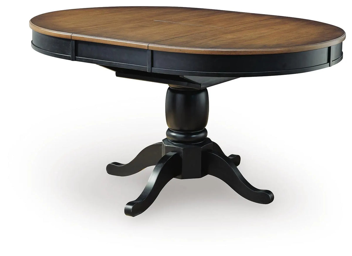 Loganeer Dining Butterfly Extension Table - Black/Brown