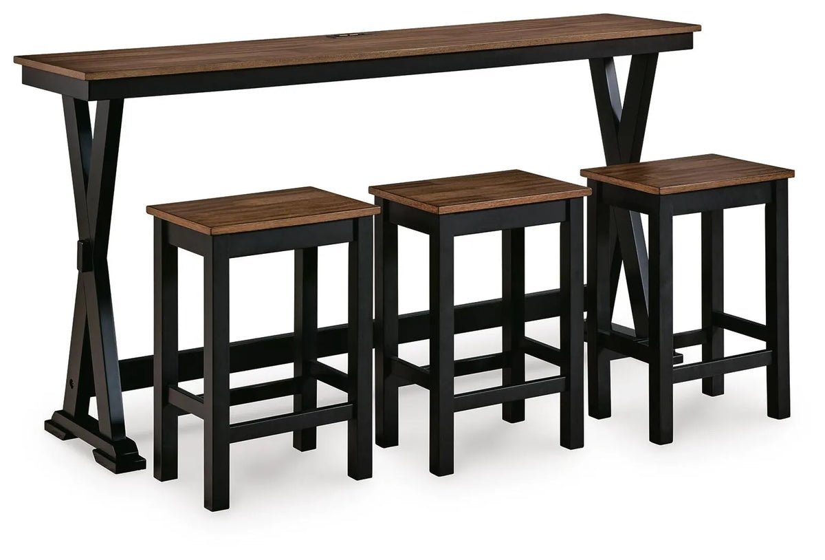 Wildenauer Counter Height Dining Table and 3 Barstools Set - Brown/Black