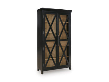 Ridgester Display Cabinet - Light Brown/Black