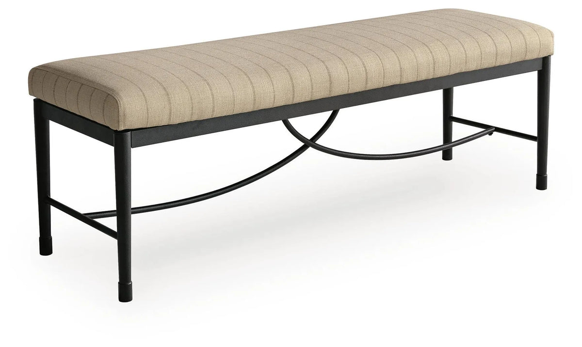 Ella Grove 56" Upholstered Dining Bench - Black/Beige