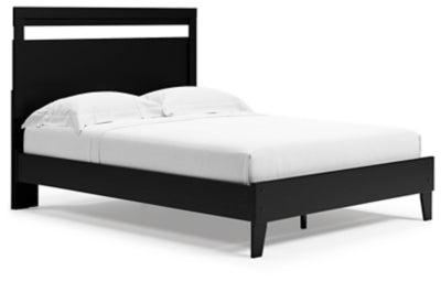 Cama Finch Queen con plataforma y paneles - Negro/Marrón