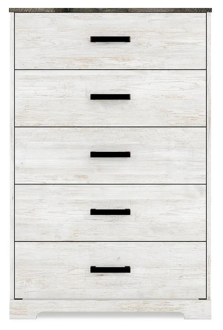 Shawburn Chest of Drawers - Whitewash/Charcoal Gray