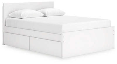 Cama Queen con plataforma y almacenamiento lateral Onita - Blanco