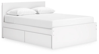 Cama Queen con plataforma y dos laterales de almacenamiento Onita - Blanco