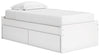 Cama individual con plataforma Onita y espacio de almacenamiento en un lateral