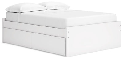 Onita Full Platform Bed with 1 Side Storage - White