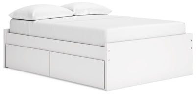 Onita Full Platform Bed with 2 Side Storage - White