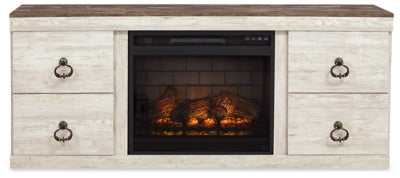 Willowton TV Stand with Electric Fireplace - Whitewash