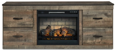 Trinell TV Stand with Electric Fireplace - Brown