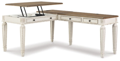 Realyn 2-Piece Home Office Lift Top Desk - White/Brown