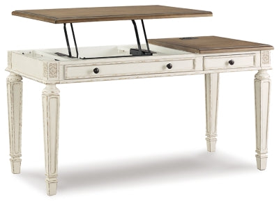 Realyn Home Office Lift Top Desk - White/Brown