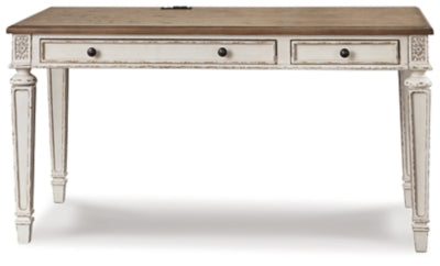 Realyn 60" Home Office Desk - White/Brown