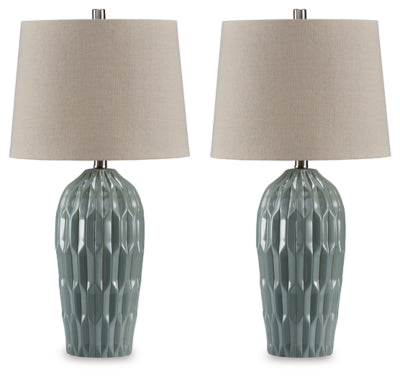 Hadbury Table Lamp (Set of 2) - Pale Blue/Teal