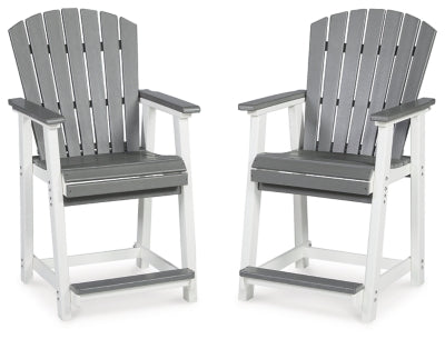 Transville Outdoor Counter Height Bar Stool (Set of 2) - Gray/White