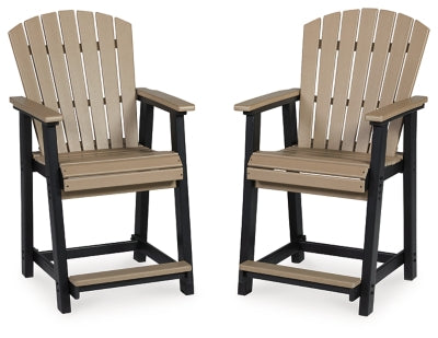 Fairen Trail Outdoor Counter Height Bar Stool (Set of 2) - Black/Driftwood
