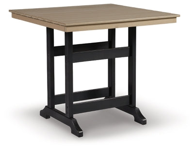 Mesa de comedor de altura de mostrador para exteriores Fairen Trail - Negro/Madera flotante