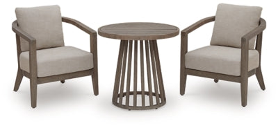 Sunset Lake Outdoor Chairs with Cushions/Table (Set of 3) - Beige