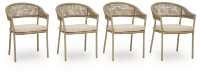 Ocean Park Outdoor Arm Chair with Cushion (Set of 4) - Beige