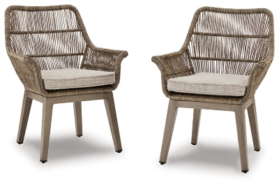 Beach Front Arm Chair with Cushion (Set of 2) - Beige