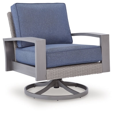 Dillon Beach Outdoor Swivel Lounge Chair with Cushion - Blue/Gray