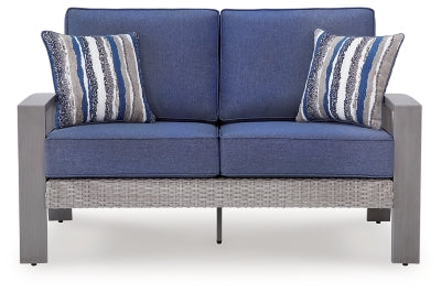 Dillon Beach Outdoor Loveseat with Cushion - Blue/Gray