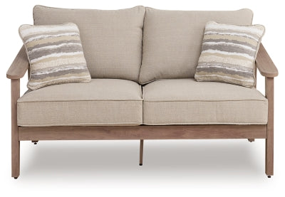 Francis Beach Outdoor Loveseat with Cushion - Natural/Gray