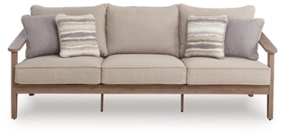 Francis Beach Outdoor Sofa with Cushion - Natural/Gray