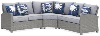 Seccional de exterior de 3 piezas Naples Beach - Gris claro