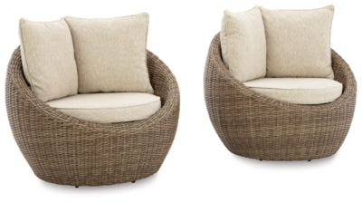 Sillón giratorio Danson con cojín (juego de 2) - Beige