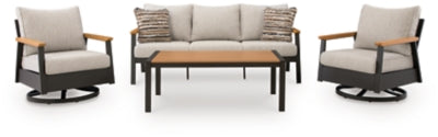 Carlsbad Beach Outdoor Sofa/Chairs/Table (Set of 4) - Dark Brown