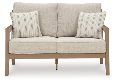 Loveseat de exterior con cojín Hallow Creek - Madera a la deriva