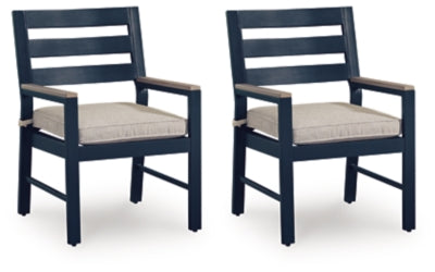 Mabry Shores Outdoor Arm Chair with Cushion (Set of 2) - Navy Blue/Driftwood