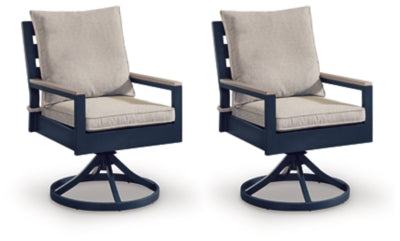 Silla giratoria de exterior Mabry Shores con cojín (juego de 2)