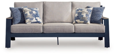 Mabry Shores Outdoor Sofa with Cushion - Navy Blue/Driftwood