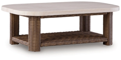 Angel Island Outdoor Coffee Table - Beige/Brown