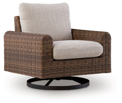 Angel Island Outdoor Swivel Lounge Chair with Cushion - Gray/Brown