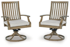 Silla giratoria de exterior Rainier Ranch con cojín (juego de 2)