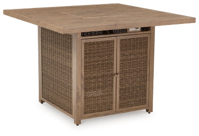 Walton Bridge Outdoor Bar Table with Fire Pit - Driftwood