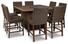 Paradise Trail Outdoor Counter Height Dining Table with 6 Barstools