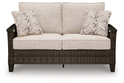 Drakes Beach Outdoor Loveseat with Cushion - Dark Brown