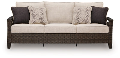 Drakes Beach Outdoor Sofa with Cushion - Dark Brown