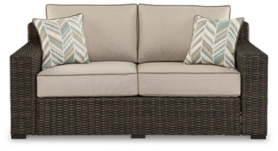 Loveseat de exterior Coastline Bay con cojín - Marrón