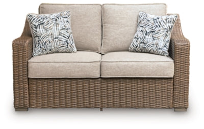 Revare Beach Outdoor Loveseat with Cushion - Beige